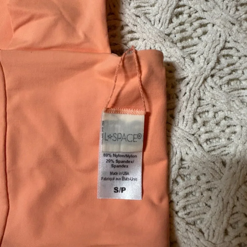 L*Space Parker Swim‎ Top – Orange Stretch Nylon Spandex – Women’s S - NWOT